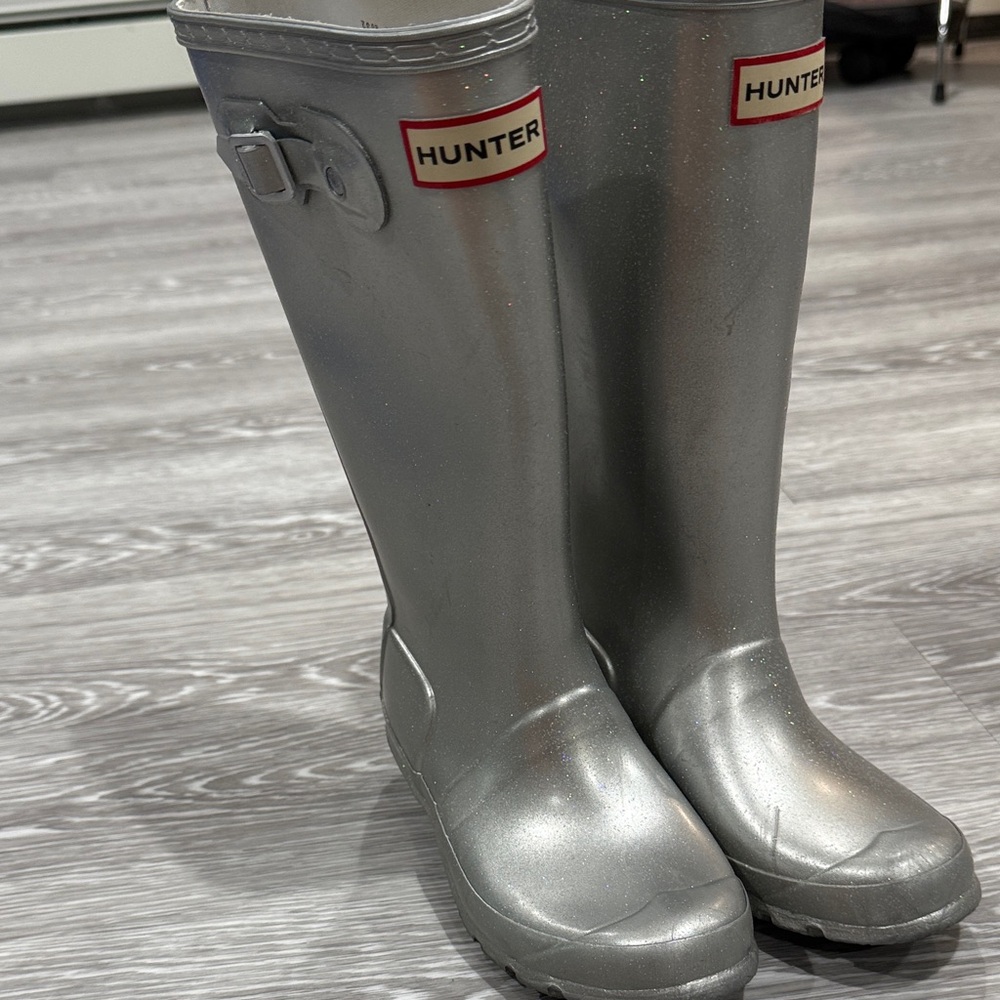 Hunter Metallic Silver Tall Boots